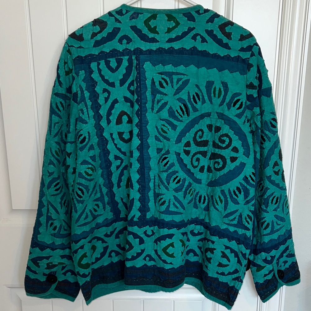 The Territory Ahead Vintage, Quilted, Appliqué Jacket with wood buttons - Sz XL - Picture 8 of 12